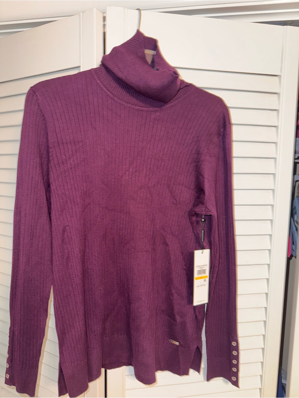 Calvin Klein Plum Ribbed Turtleneck Sweater